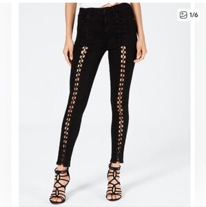 Guess Black Crisscross Denim High-Rise Skinny Jeans